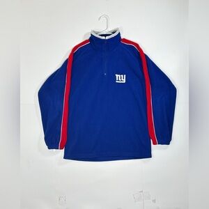 VTG New York Giants Jacket Men Medium Fleece Quarter Zip Pullover Sweatshirt Y2K